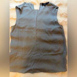 Theory Slate Gray Sleeveless Silk Shell Top